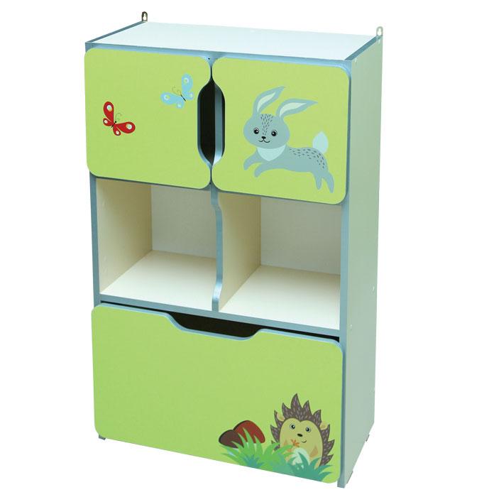 Стінка дитяча "Звірята" №9 напівзакрита, з малими дверями та шухлядою,на 5 відділень,для дидактичного матеріалу,книг,іграшок,( ТОВ ‘’АЛМАНТ’’),600х300х950 мм.